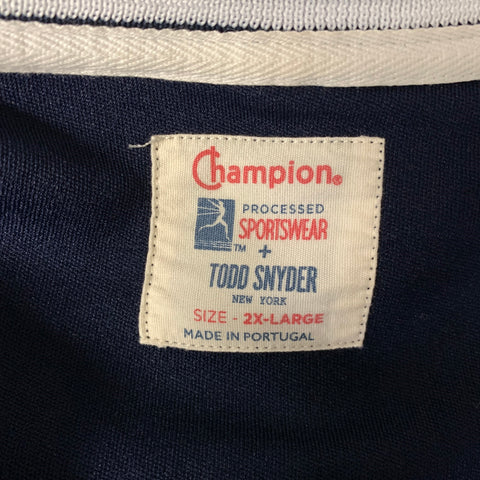 CHAMPION PROCESSED SPORTSWEAR Size XXL Navy White Stripe Polyester Zip Up Jacket