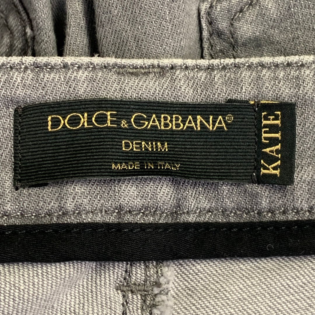 DOLCE & GABBANA Size 4 Kate Grey Denim Twill Tapered Zip Fly Jeans