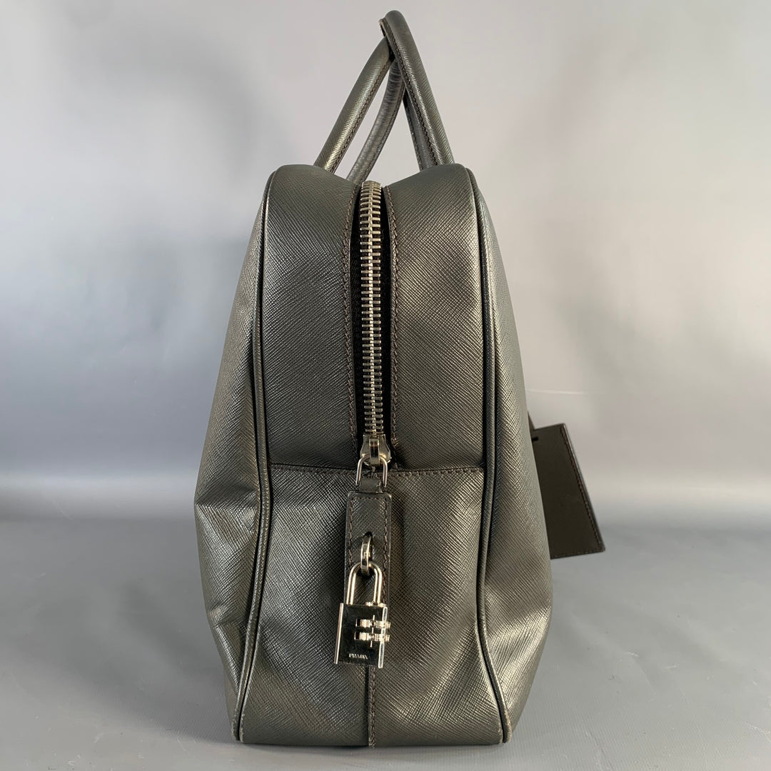 PRADA Grey Saffiano Leather Briefcase