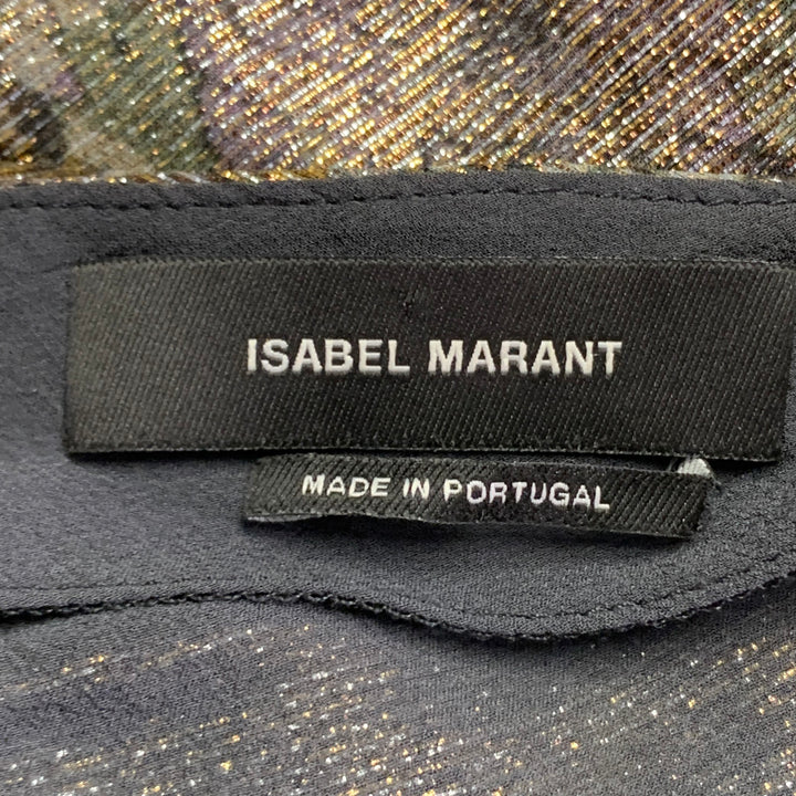 ISABEL MARANT Size S Metallic Gold Grey Silk Blend Snake Print Ruched Fishtail Skirt