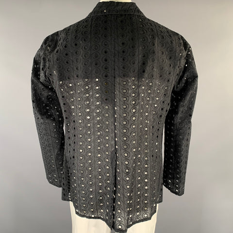 TOKYO JAMES Size L Black Holey Notch Lapel Sport Coat