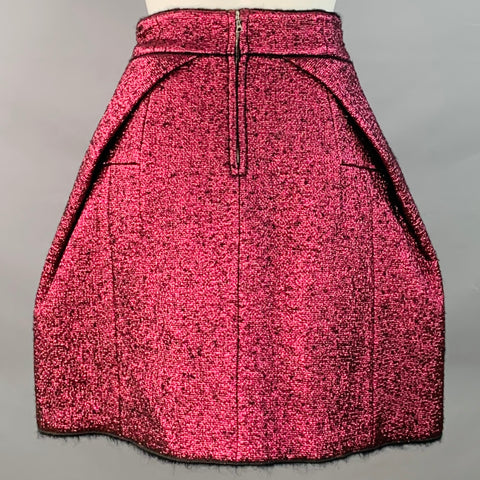 MARC JACOBS Size 0 Pink Black Polyester Woven A-Line Knee Length Skirt
