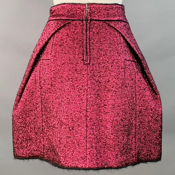 MARC JACOBS Size 0 Pink Black Polyester Woven A-Line Knee Length Skirt