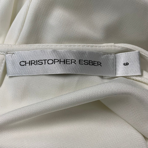 CHRISTOPHER ESBER Talla 6 Vestido largo drapeado de viscosa blanco