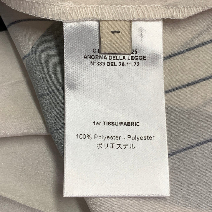COTELAC Size 2 Cream Green Polyester Stripe Asymmetrical Pleated Casual Top