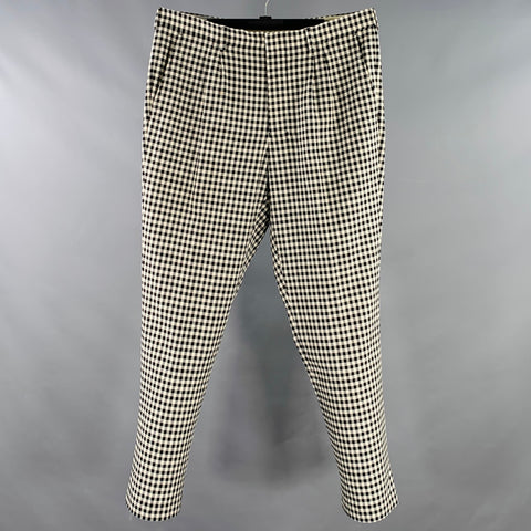 AMI by ALEXANDRE MATTIUSSI Size L Black White Checkered Cotton Casual Pants