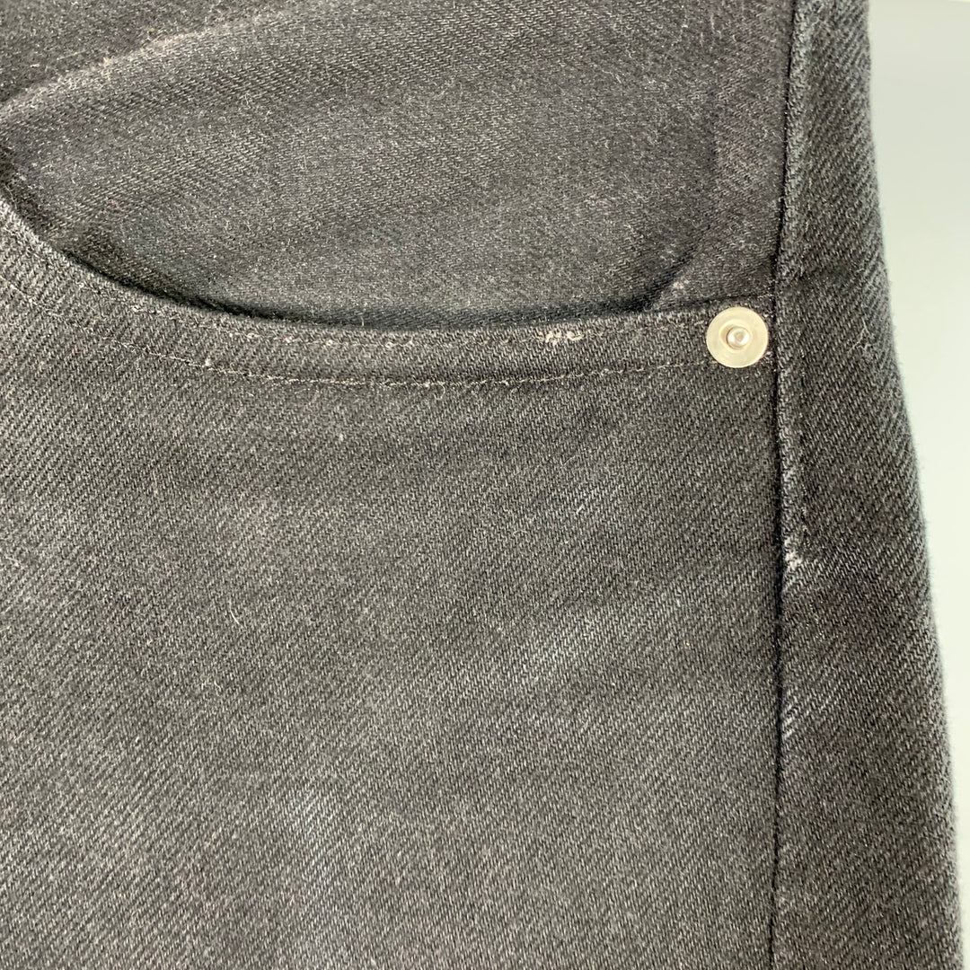 TUKI Size XL Black Twill Cotton Straight Five Pockets Jeans