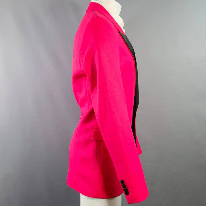 AMI by ALEXANDRE MATTIUSSI Size 36 Fuchsia Pink Black Wool Peak Lapel Sport Coat
