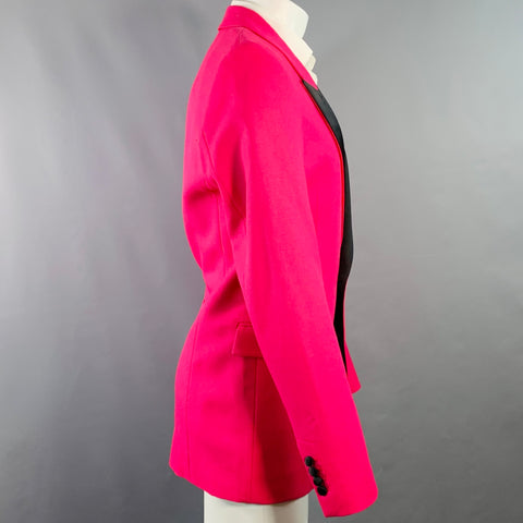 AMI by ALEXANDRE MATTIUSSI Size 40 Fuchsia Pink Black Wool Peak Lapel Sport Coat