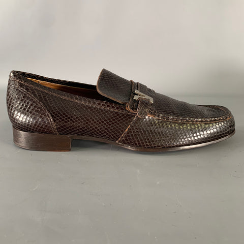 GIANNI VERSACE Size 10 Brown Python Loafer Loafers
