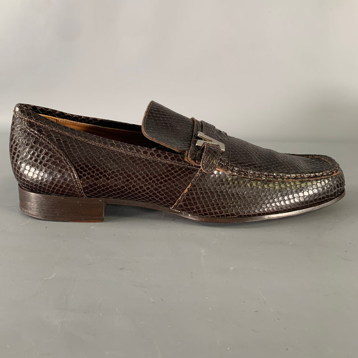 GIANNI VERSACE Size 10 Brown Python Loafer Loafers