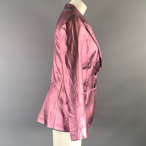 TOM FORD Size XS Pink Denim Metallic Peak Lapel Jacket Indoor Blazer