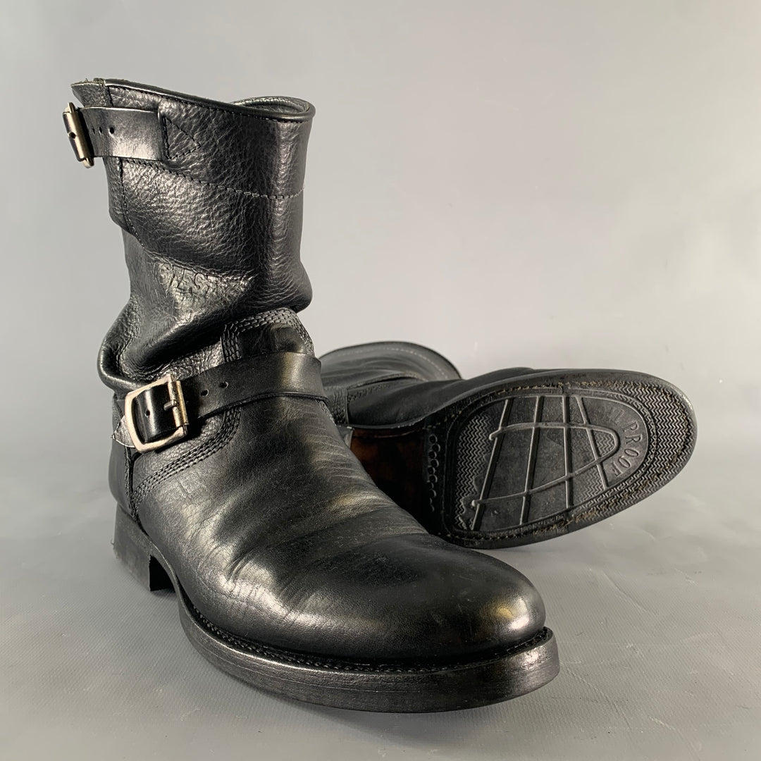 PAUL SMITH Size 8 Black Leather Belted Boots