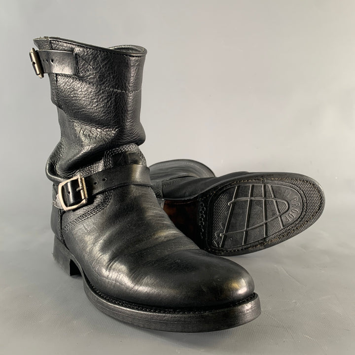 PAUL SMITH Size 8 Black Leather Belted Boots