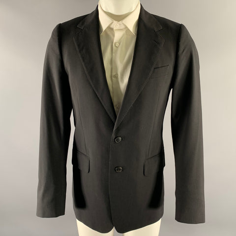 DRIES VAN NOTEN Size 36 Black Stripe Wool Notch Lapel Sport Coat