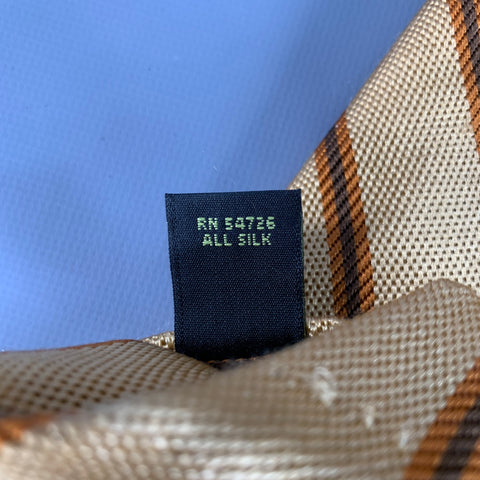OXXFORD CLOTHES Orange Mustard Diagonal Stripe Silk Tie