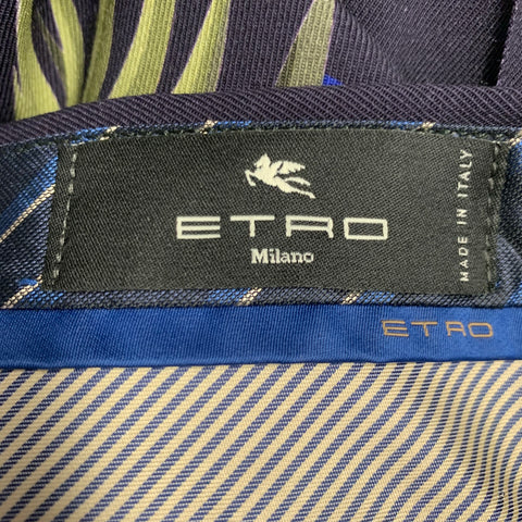 ETRO Size 32 Black Multi Color Floral Wool Blend Flat Front Dress Pants