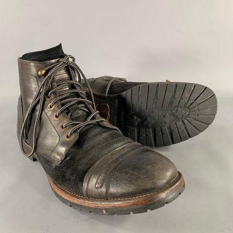 DOLCE & GABBANA Size 12 Brown Black Wingtip Leather Hike Boots