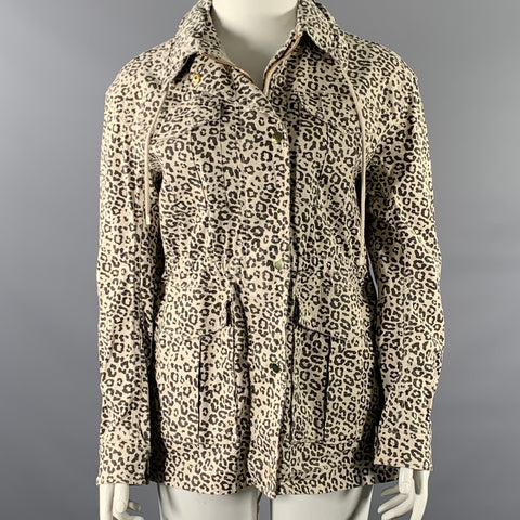ATM Size L White Black Cotton Blend Leopard Cargo Jacket