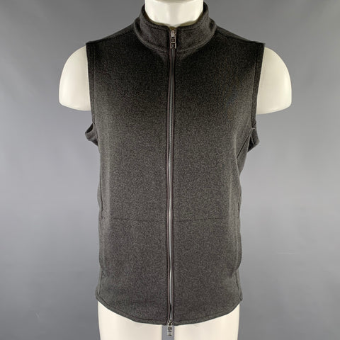 PETER MILLAR Size M Gray Heather Polyester Blend Double Zipper Vest