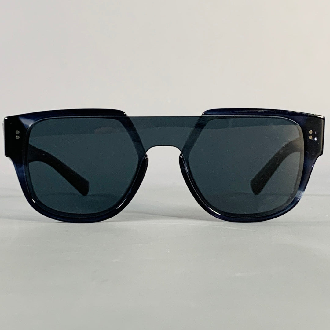 DOLCE & GABBANA Navy Marbled Acetate Square Sunglasses