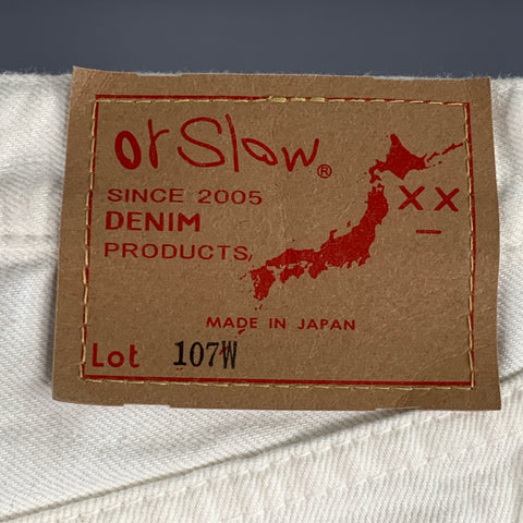 ORSLOW Taille XL Jean Coton Sergé Coupe Slim 5 Poches Blanc