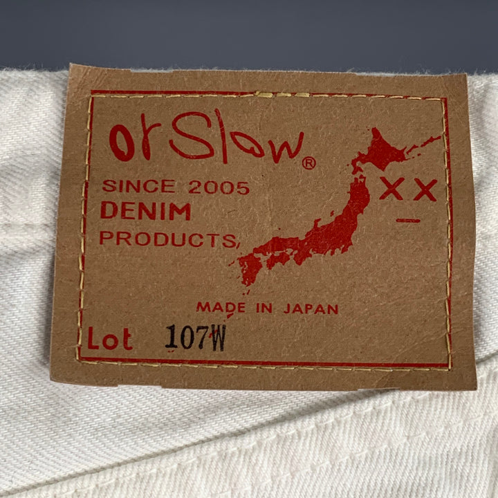 ORSLOW Size XL White Twill Cotton Slim Fit 5 Pocket Jeans