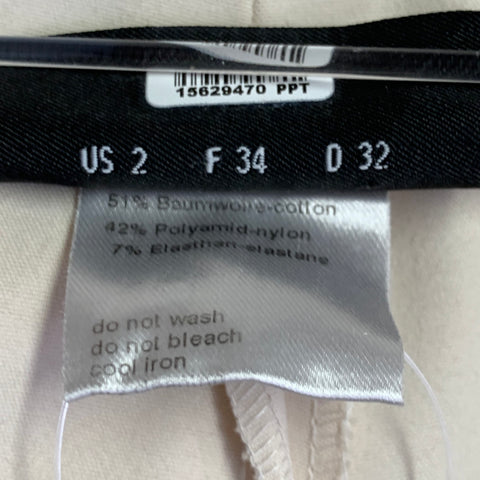 AKRIS Size 2 Cream Wool Blend Tapered Side Zipper Dress Pants