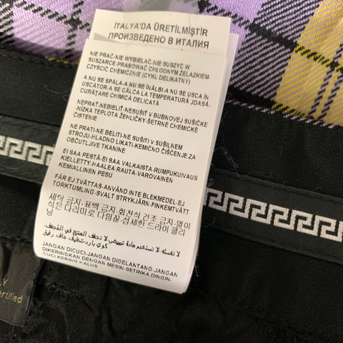VERSACE FW2018 Size 4 Yellow Lavender Wool Plaid Tapered Casual Pants