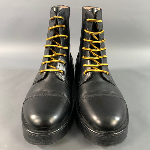 SALVATORE FERRAGAMO Size 9 Black Leather Cap Toe Boots