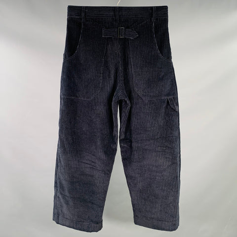 STUDIO NICHOLSON Size 34 Bridges Navy Corduroy Cotton Pleated Casual Pants
