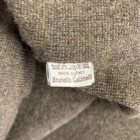 BRUNELLO CUCINELLI Size L Beige Brown Wool Herringbone Vest