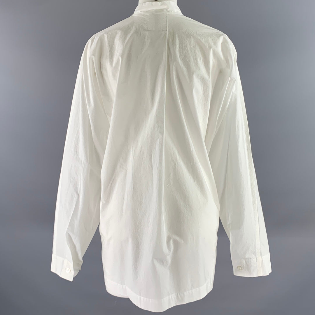 ISSEY MIYAKE Size L White Cotton Nehru Collar Shirt
