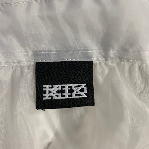 KTZ Size M White Graphic Nylon Button Up Long Sleeve Shirt