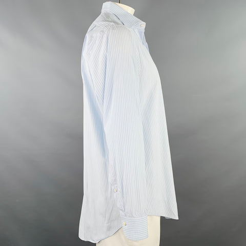 SID MASHBURN Size L Blue White Stripe Cotton One Pocket Long Sleeve Shirt