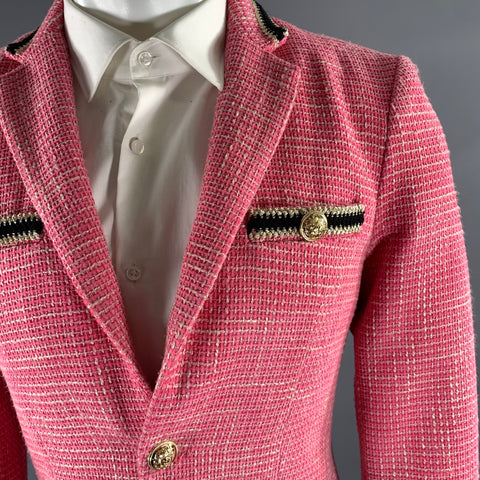 ORTTU Size XS Pink Gold Tweed Polyester Rayon Sport Coat
