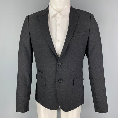 THE KOOPLES Size 36 Charcoal Wool Peak Lapel Sport Coat