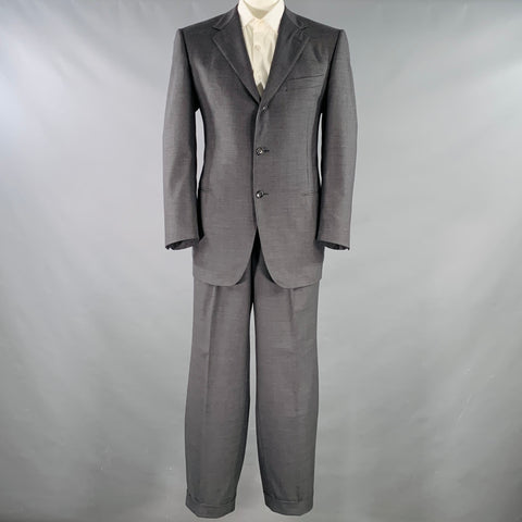 ERMENEGILDO ZEGNA Size 44 Grey Charcoal Wool Notch Lapel Suit