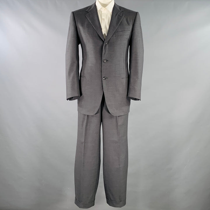 ERMENEGILDO ZEGNA Size 44 Grey Charcoal Wool Notch Lapel Suit