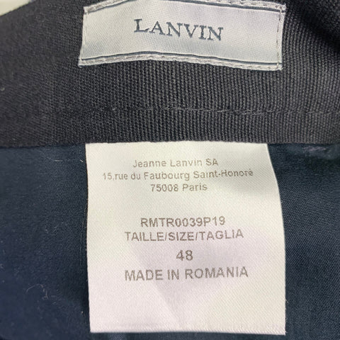 LANVIN Size 32 Navy Cotton Ankle Zip Flat Front Dress Pants