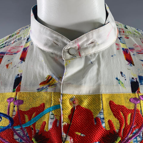 ROBERT GRAHAM Size XXL White Embroidery Cotton Long Sleeve Shirt
