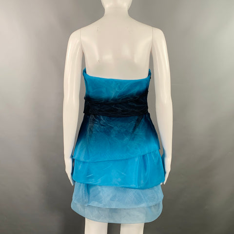 ERMANNO SCERVINO Size S Blue Navy Polyester Ombre Strapless Mini Dress