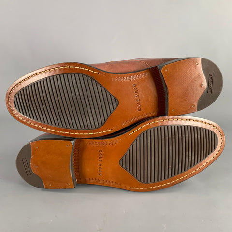 COLE HAAN Size 9.5 Brown Camberley Perforated Leather Double Monk Strap Boots