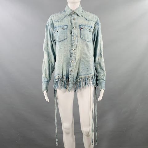 LEVI STRAUSS x FACETASM SS20 Size XS Mutation Blue Cotton Distressed Western Shirt