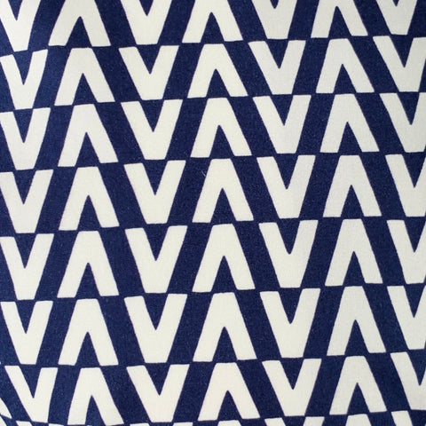 VALENTINO Size S Navy White Burgundy Monogram Cotton Camp Short Sleeve Shirt