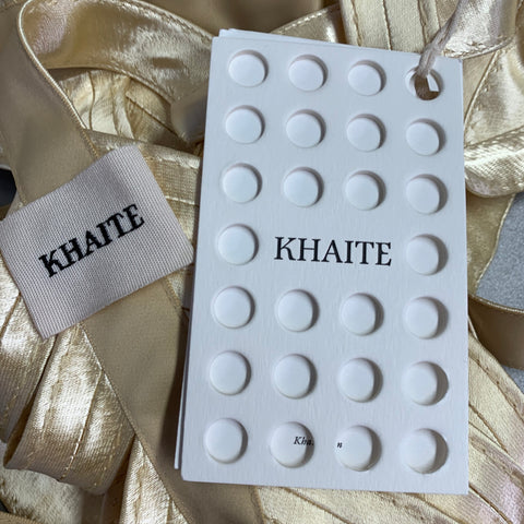 KHAITE Size M Sukey Gold Viscose Satin Straps Harness Dress Top
