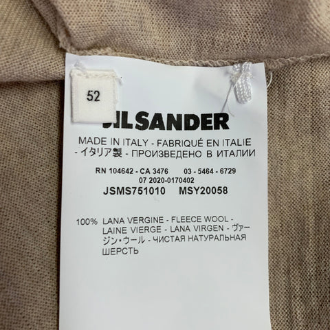 JIL SANDER Size L Heather Khaki Knit Cotton Crew Neck Pullover