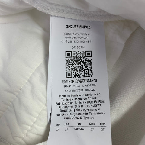 EMPORIO ARMANI Size 27 White Black Cotton Blend Twill Button Fly Shorts