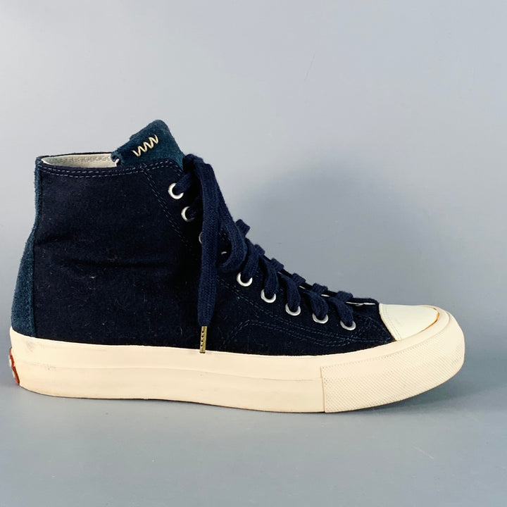 VISVIM Size 8 Skagway Navy Off White Canvas High Top Lace-Up Sneakers