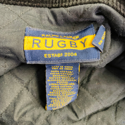 RUGBY Size XL Black Embellishment Coated Canvas Army Jacket